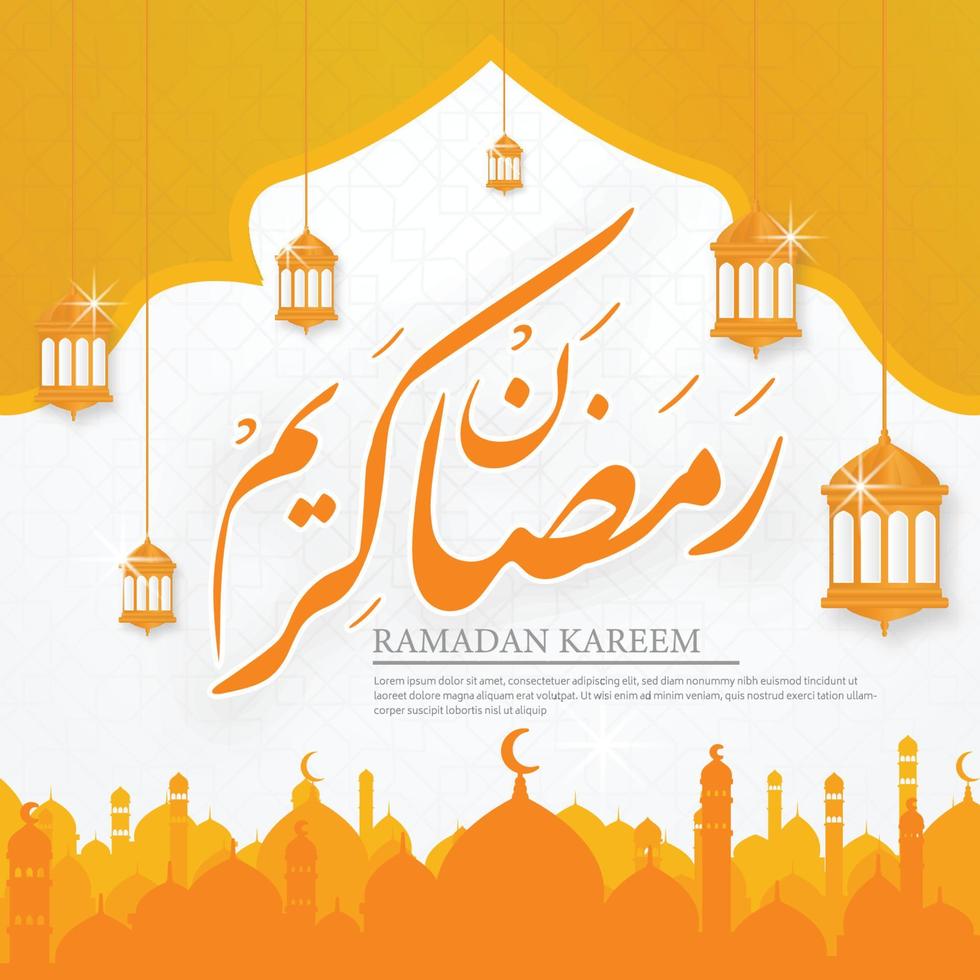 ramadan kareem islamitische achtergrond met moskeekoepel en arabische patroonconceptstijl, eid mubarak, hari raya, eid fitr, eid adha, hadj, umrah vector