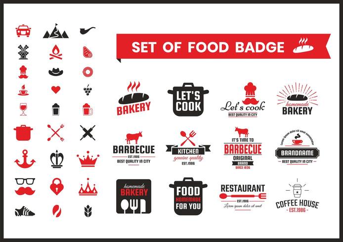 Restaurant Vintage voedselbadges vector