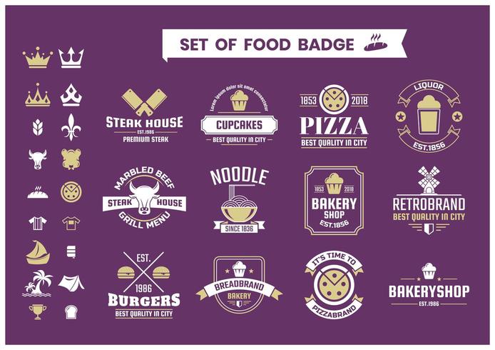 Restaurant Vintage voedselbadges vector