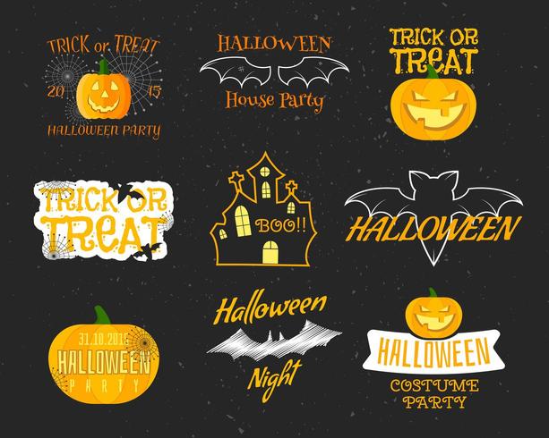 Set van vintage Happy Halloween badges, etiketten, logo&#39;s. vector