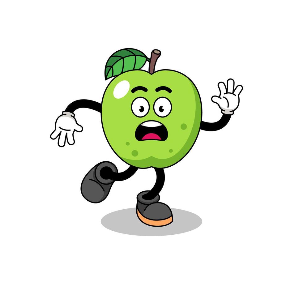 uitglijdende groene appel mascotte illustratie vector