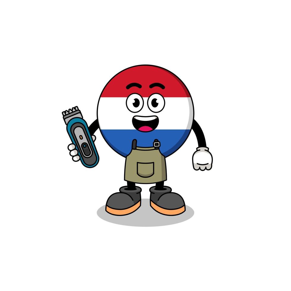 cartoon illustratie van nederlandse vlag als kapper vector