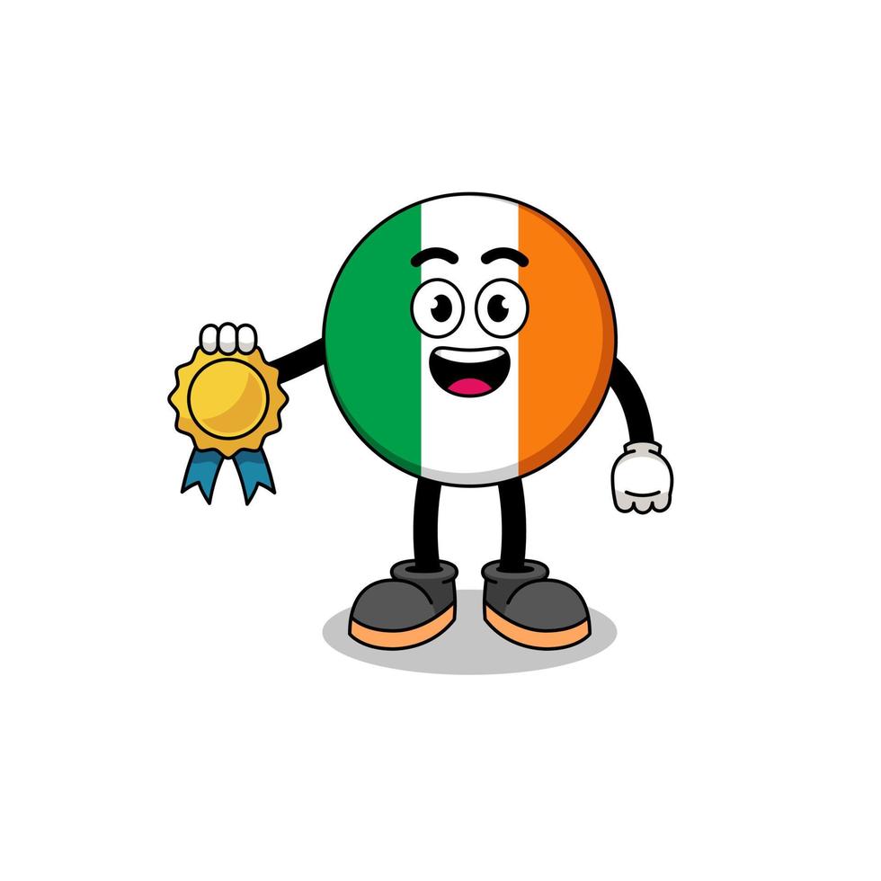 ierland vlag cartoon afbeelding met tevredenheid gegarandeerd medaille vector