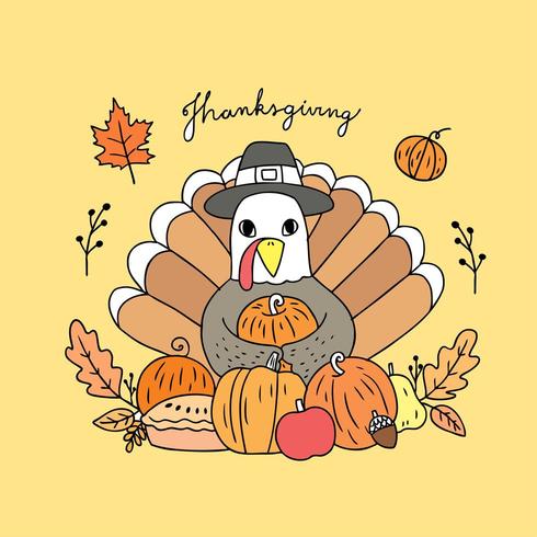 Thanksgiving kalkoen en oogst vector. vector