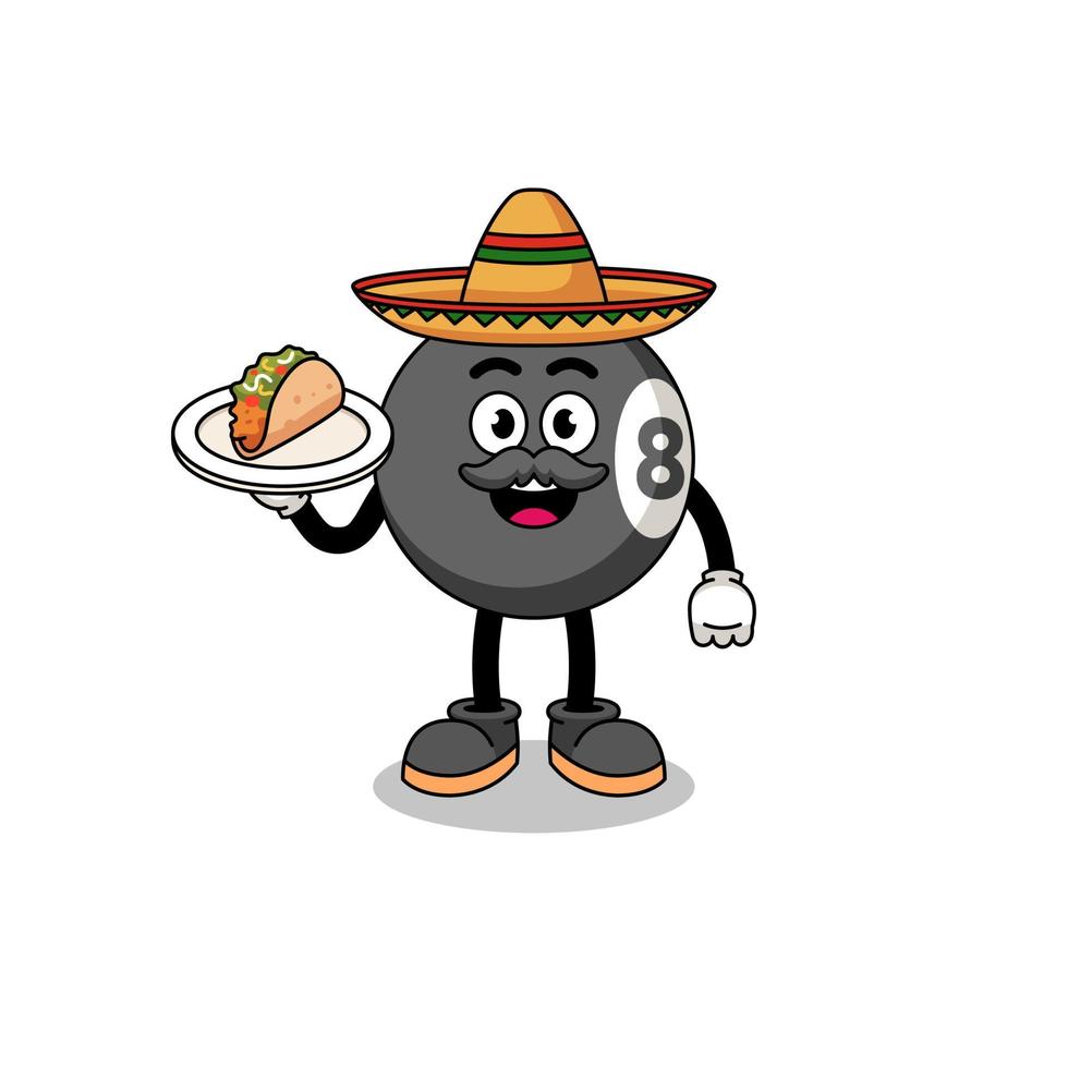 karakter cartoon van biljartbal als een Mexicaanse chef-kok vector