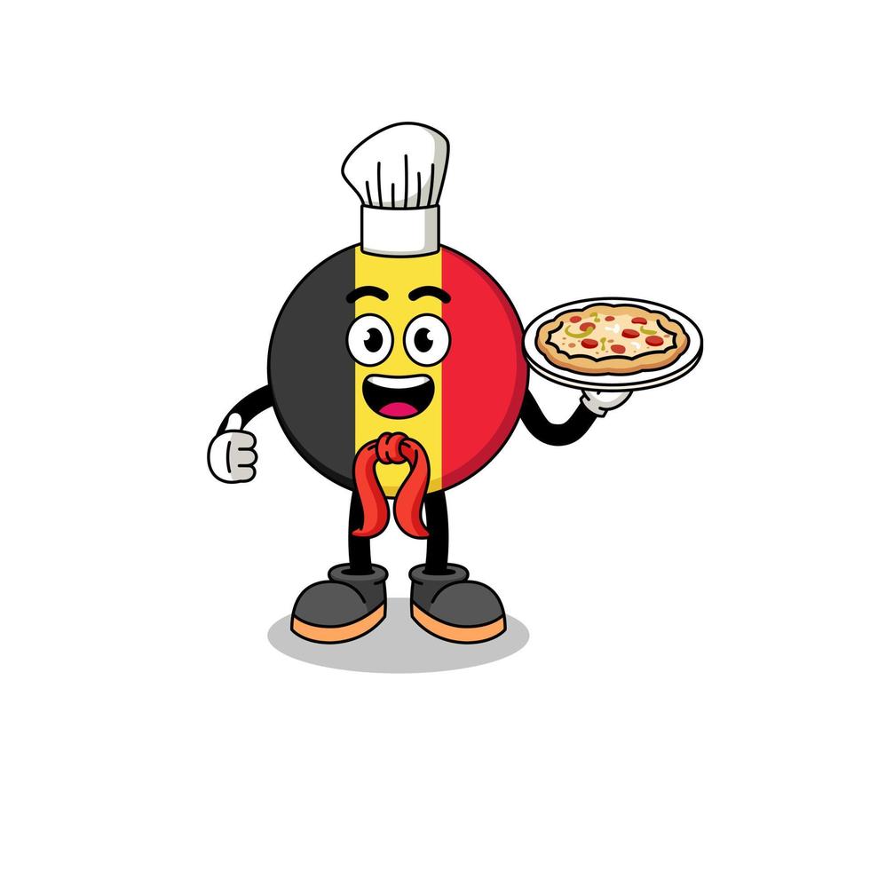 illustratie van de vlag van belgië als een Italiaanse chef-kok vector