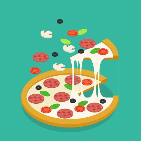 Isometrische pizza ontwerp vector