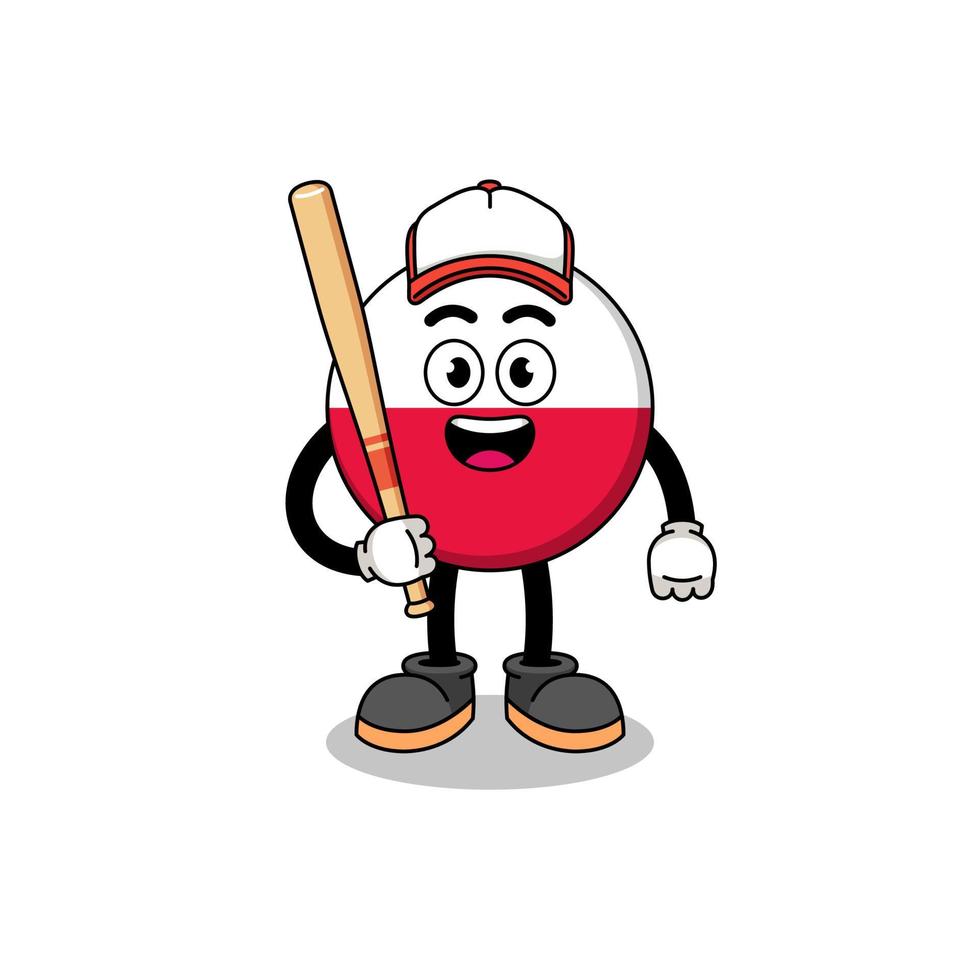 Polen vlag mascotte cartoon als een honkbalspeler vector