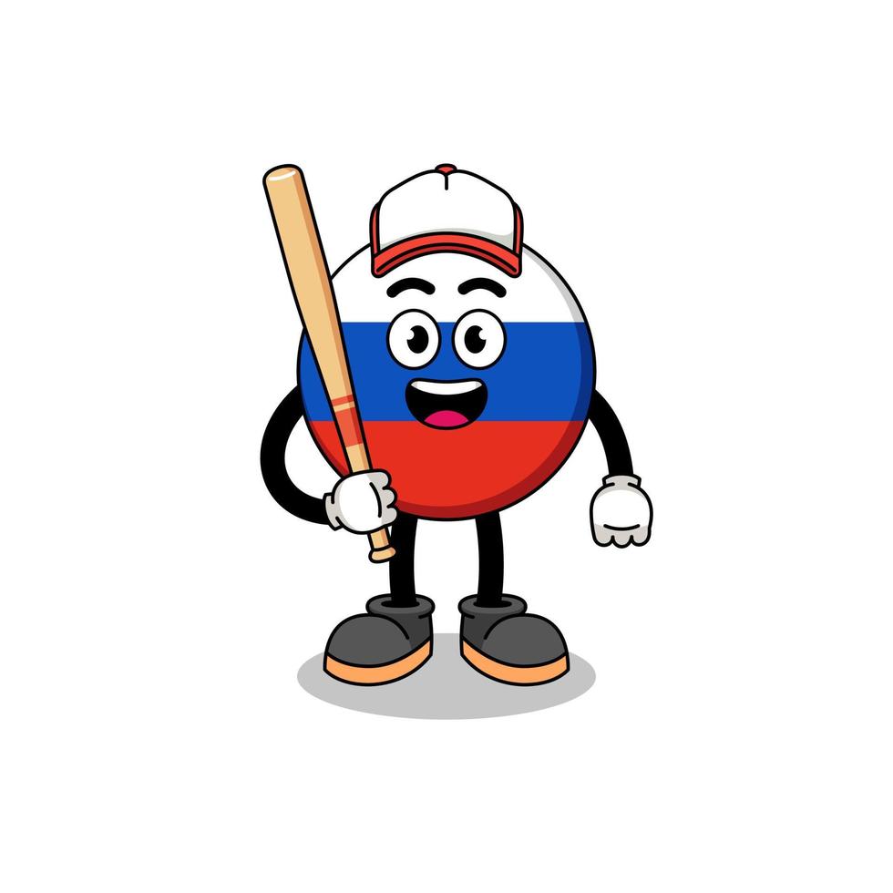 russische vlag mascotte cartoon als een honkbalspeler vector