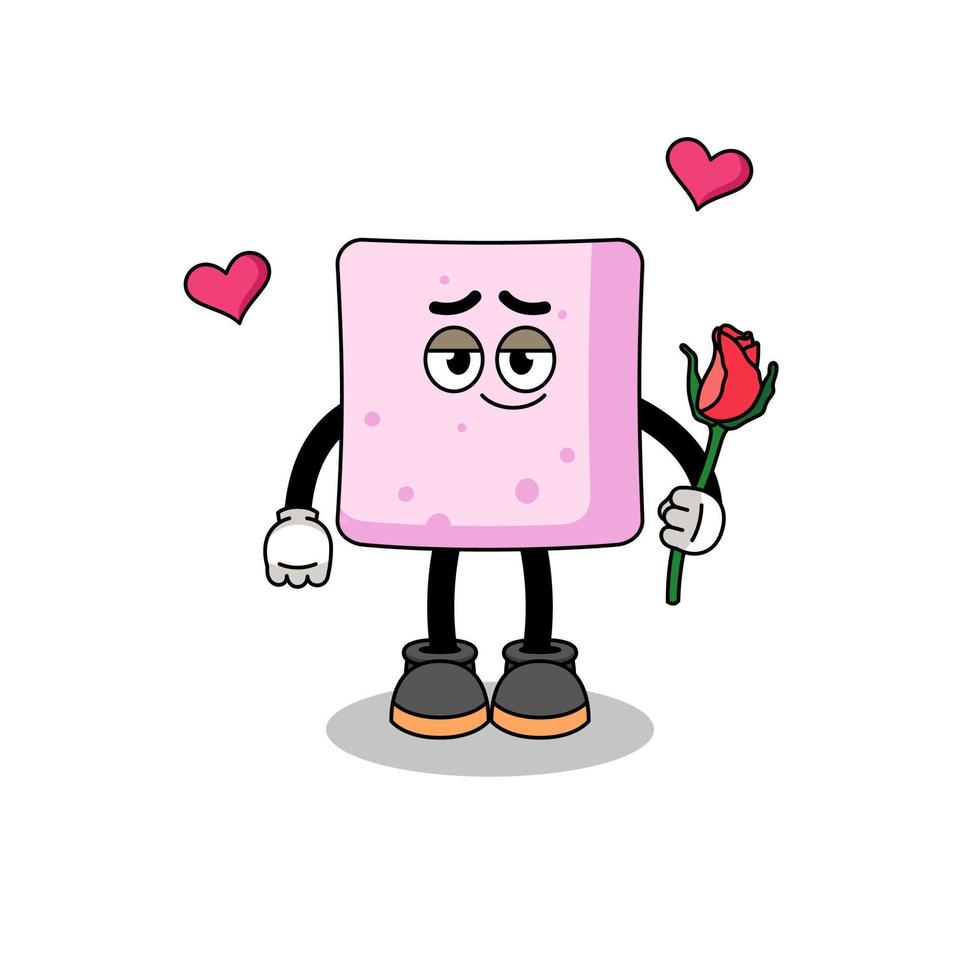 marshmallow-mascotte wordt verliefd vector