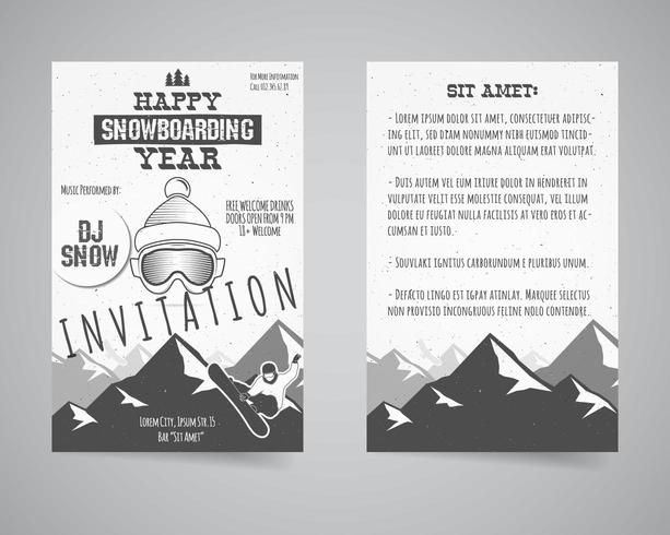 Winter partij brochure lay-out met xmas symbolen - boom, sneeuw vector