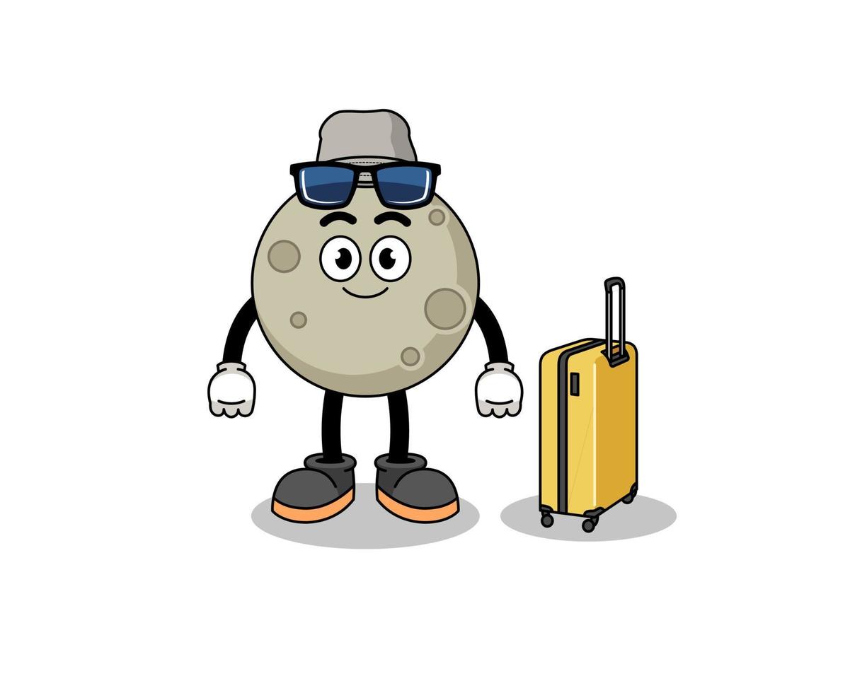 maanmascotte die vakantie doet vector