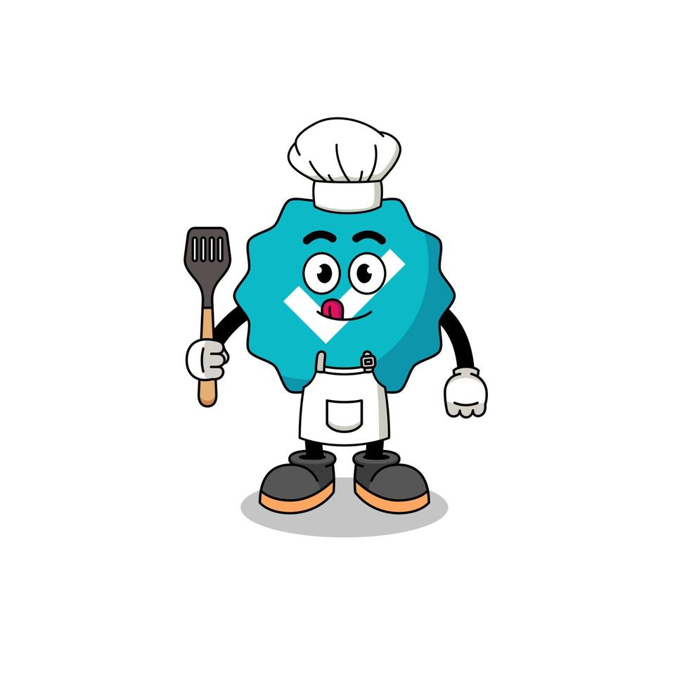 mascotteillustratie van geverifieerde tekenchef vector