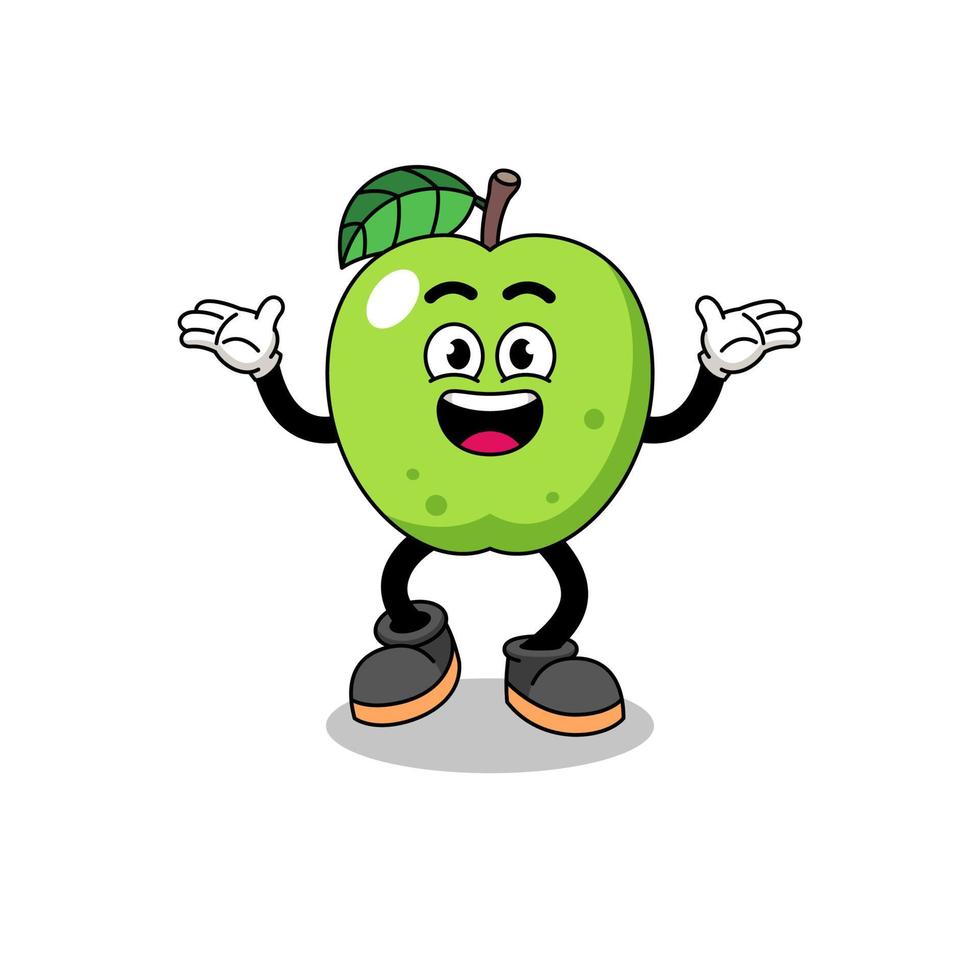 groene appel cartoon zoeken met gelukkig gebaar vector