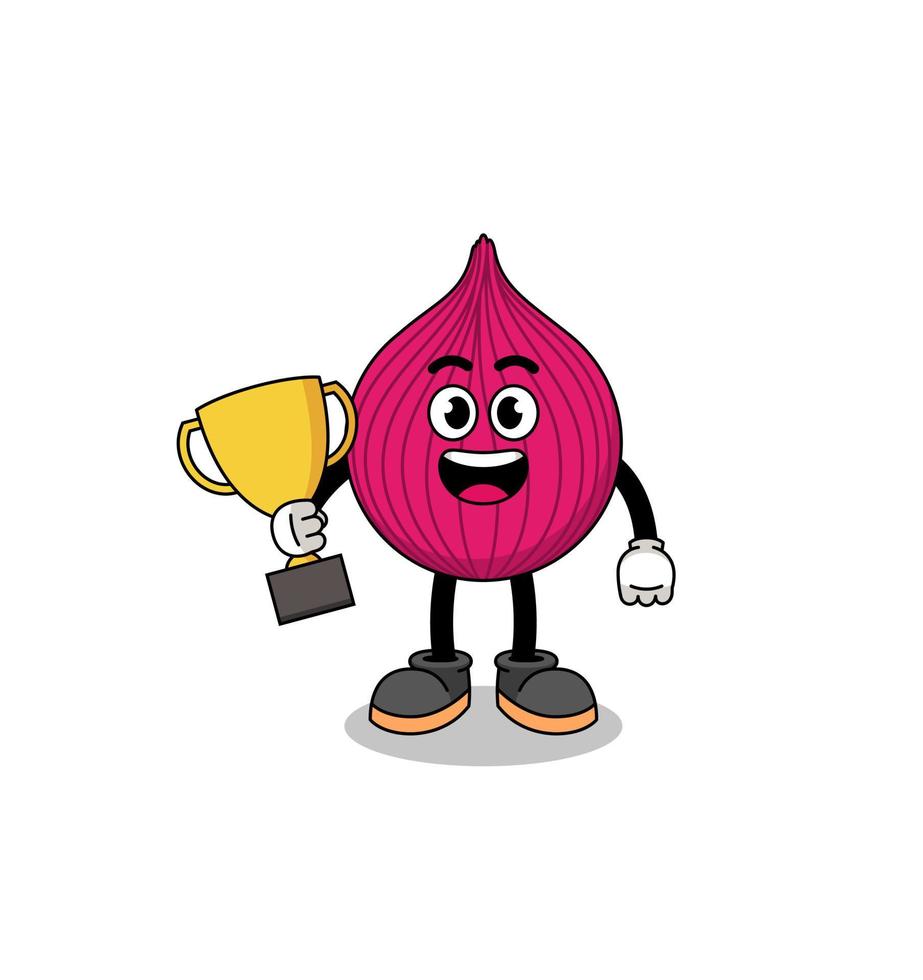 cartoon mascotte van rode ui met een trofee vector