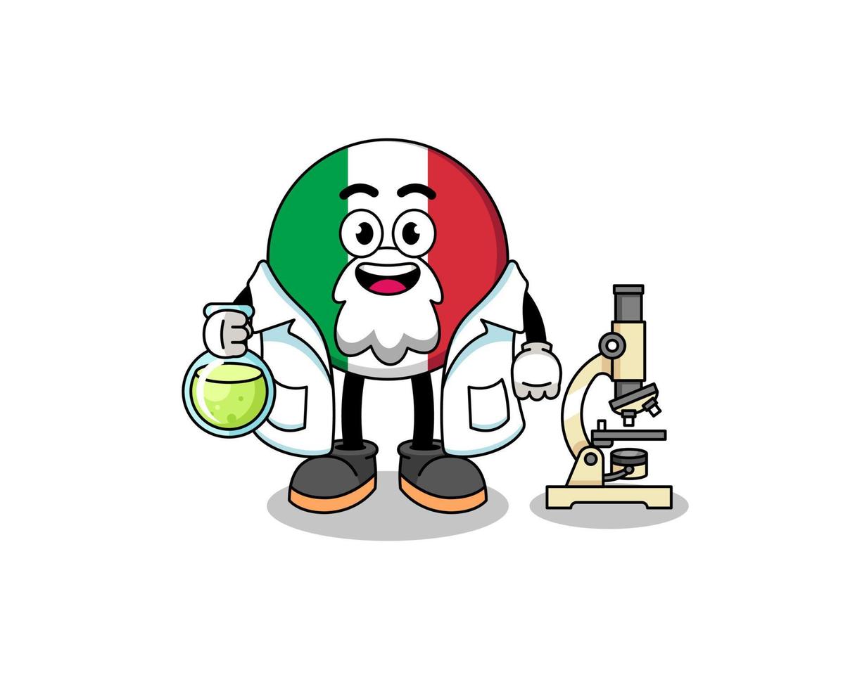 mascotte van italië vlag als wetenschapper vector