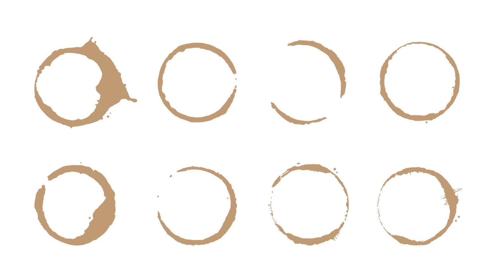 koffie vlek ring set. vectorillustratie. vector