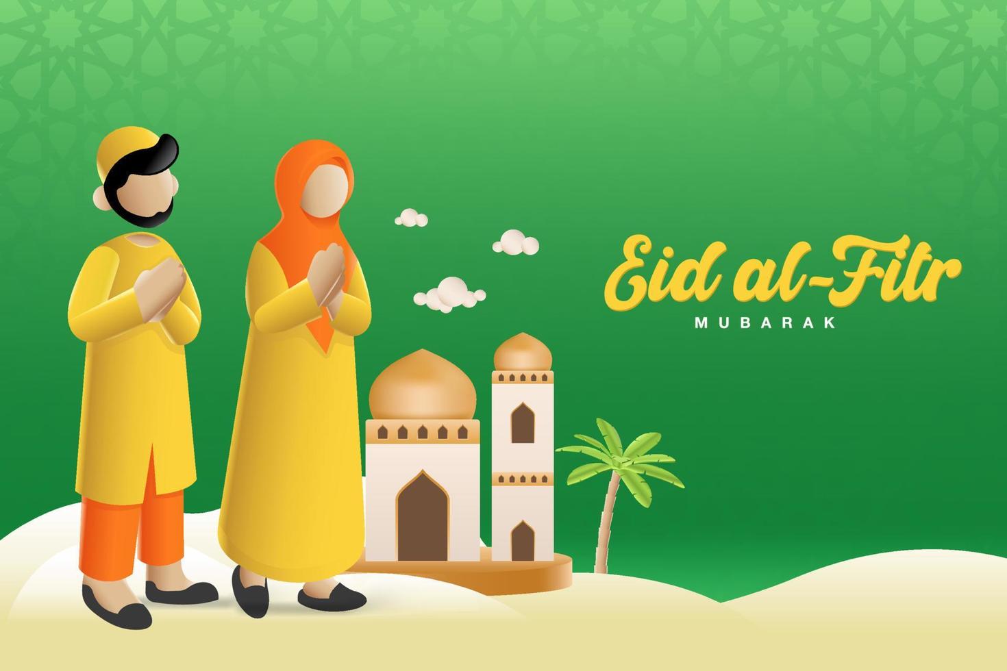 eid al fitr mubarak wenskaart vectorillustratie vector