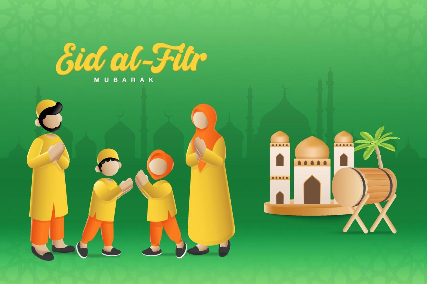 eid al fitr mubarak wenskaart vectorillustratie vector