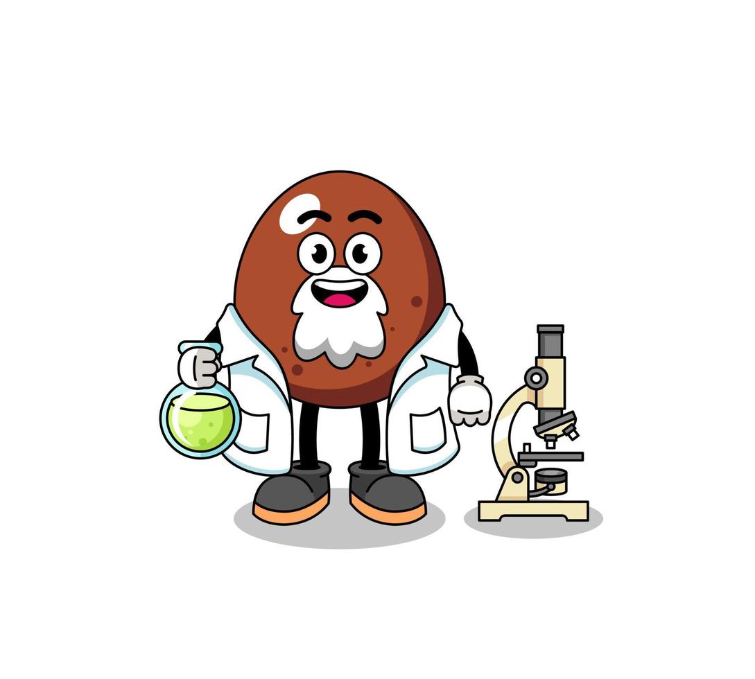 mascotte van chocolade-ei als wetenschapper vector