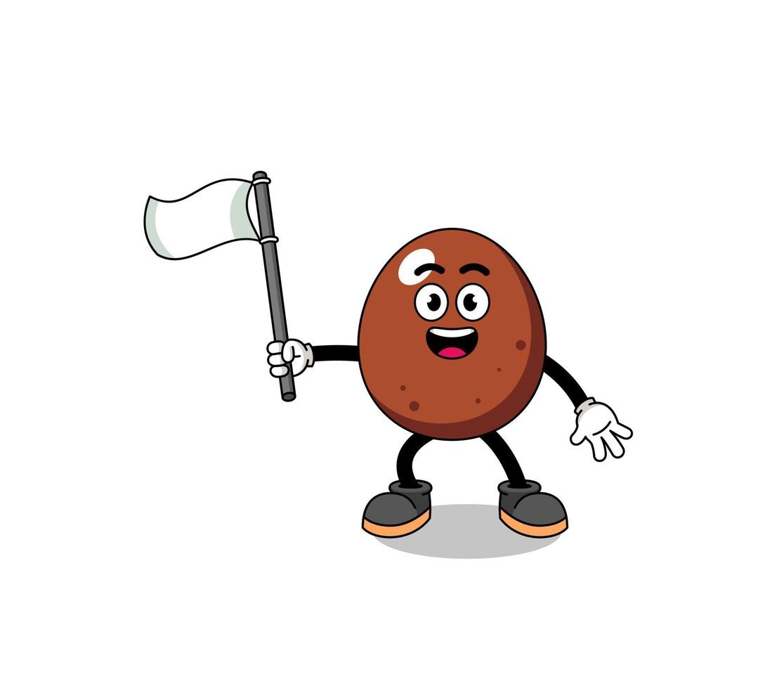 cartoon illustratie van chocolade ei met een witte vlag vector