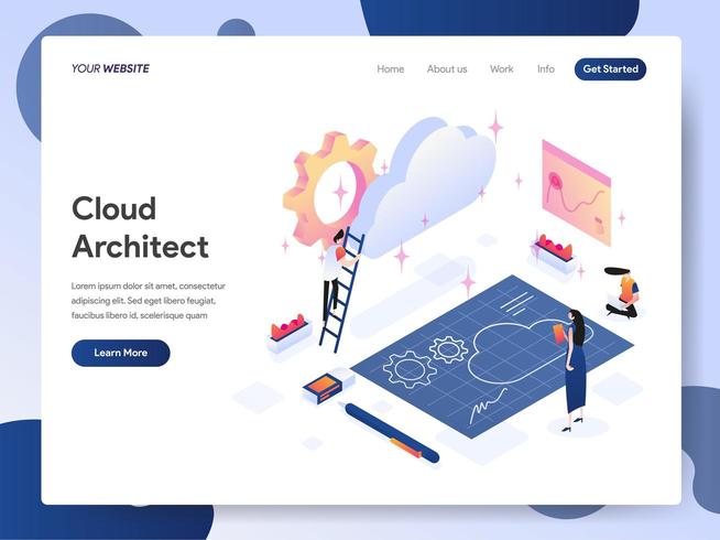 Cloud Architect Isometrische illustratie Concept vector