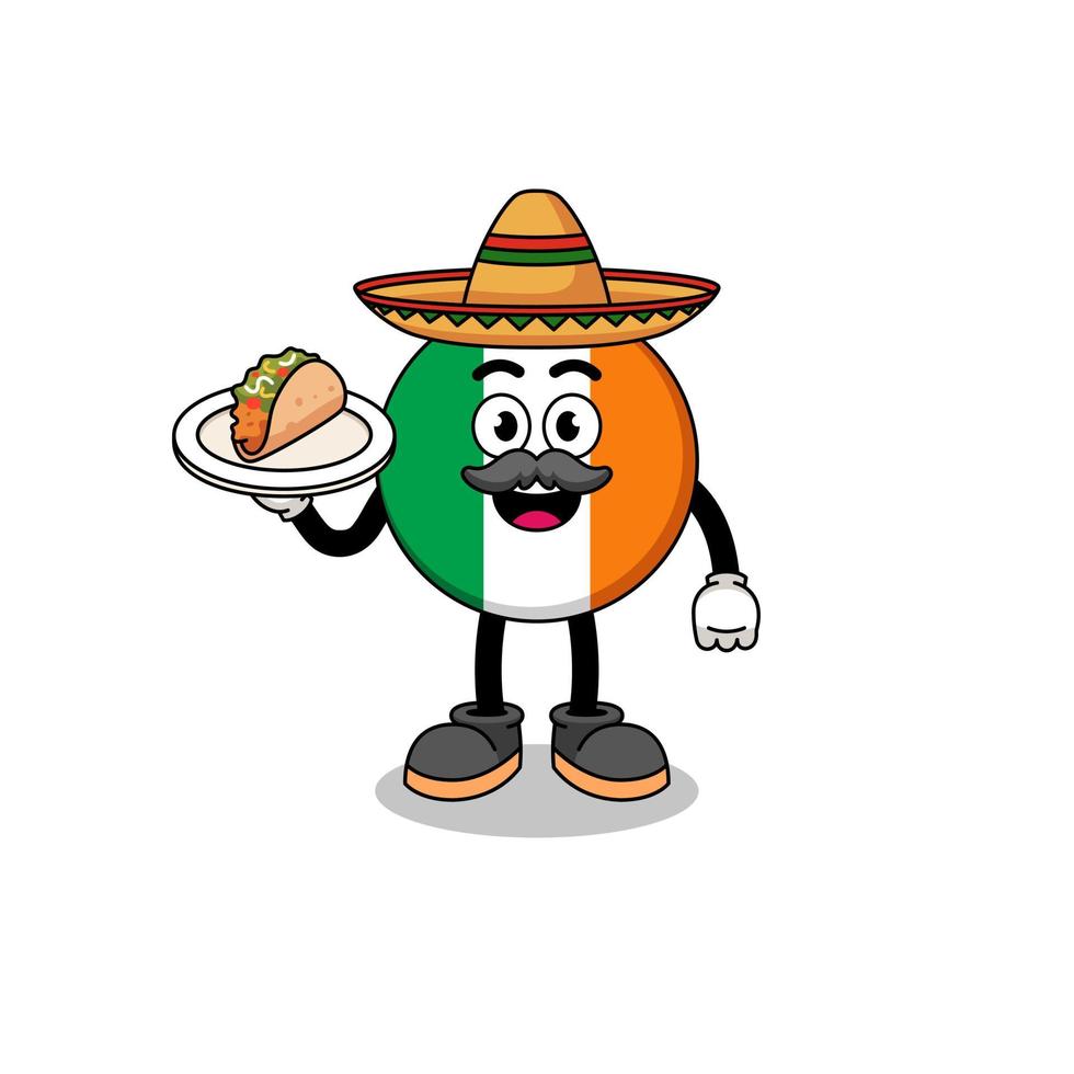 karakter cartoon van ierland vlag als een mexicaanse chef-kok vector