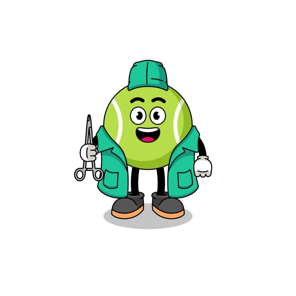 illustratie van tennisbalmascotte als chirurg vector