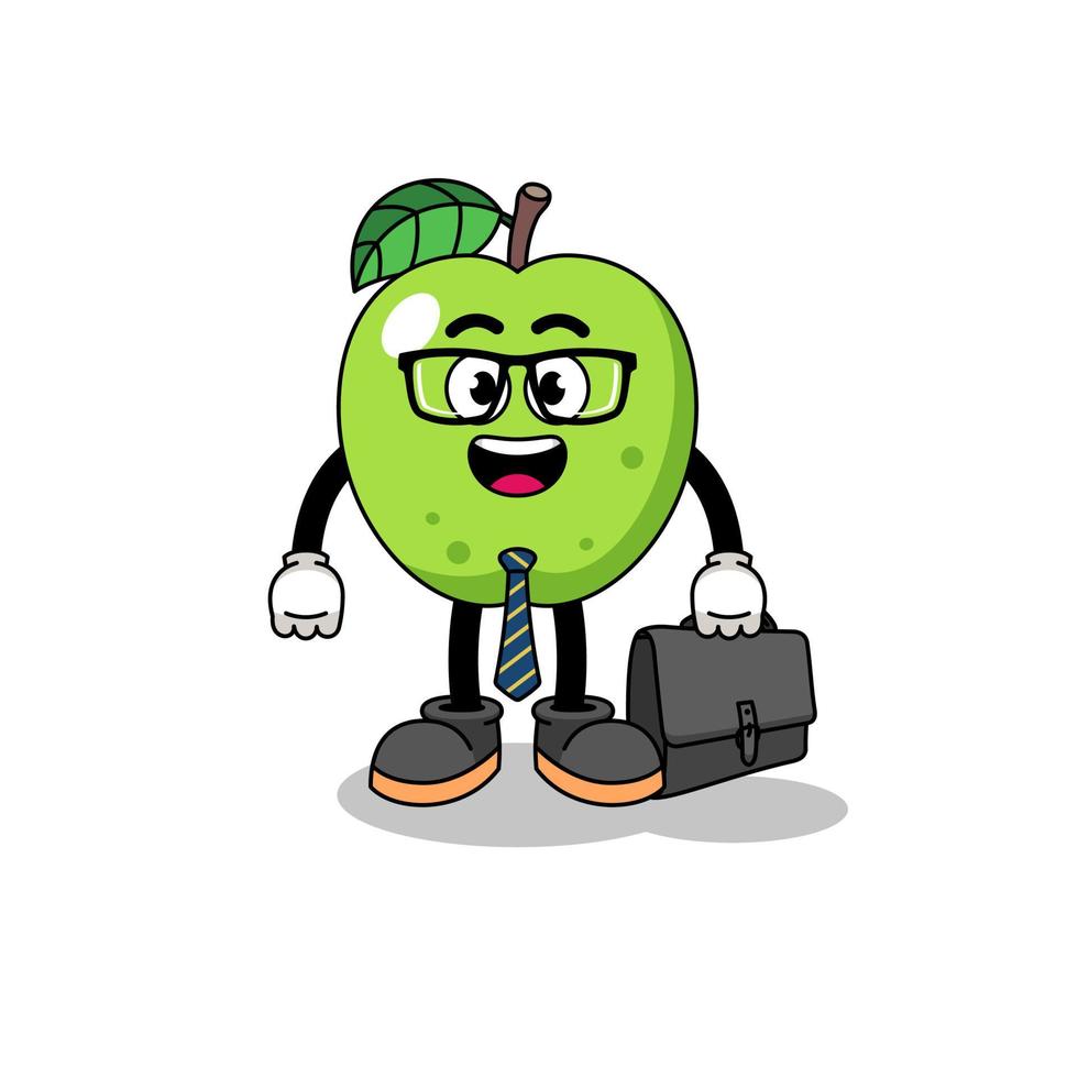 groene appel mascotte als zakenman vector