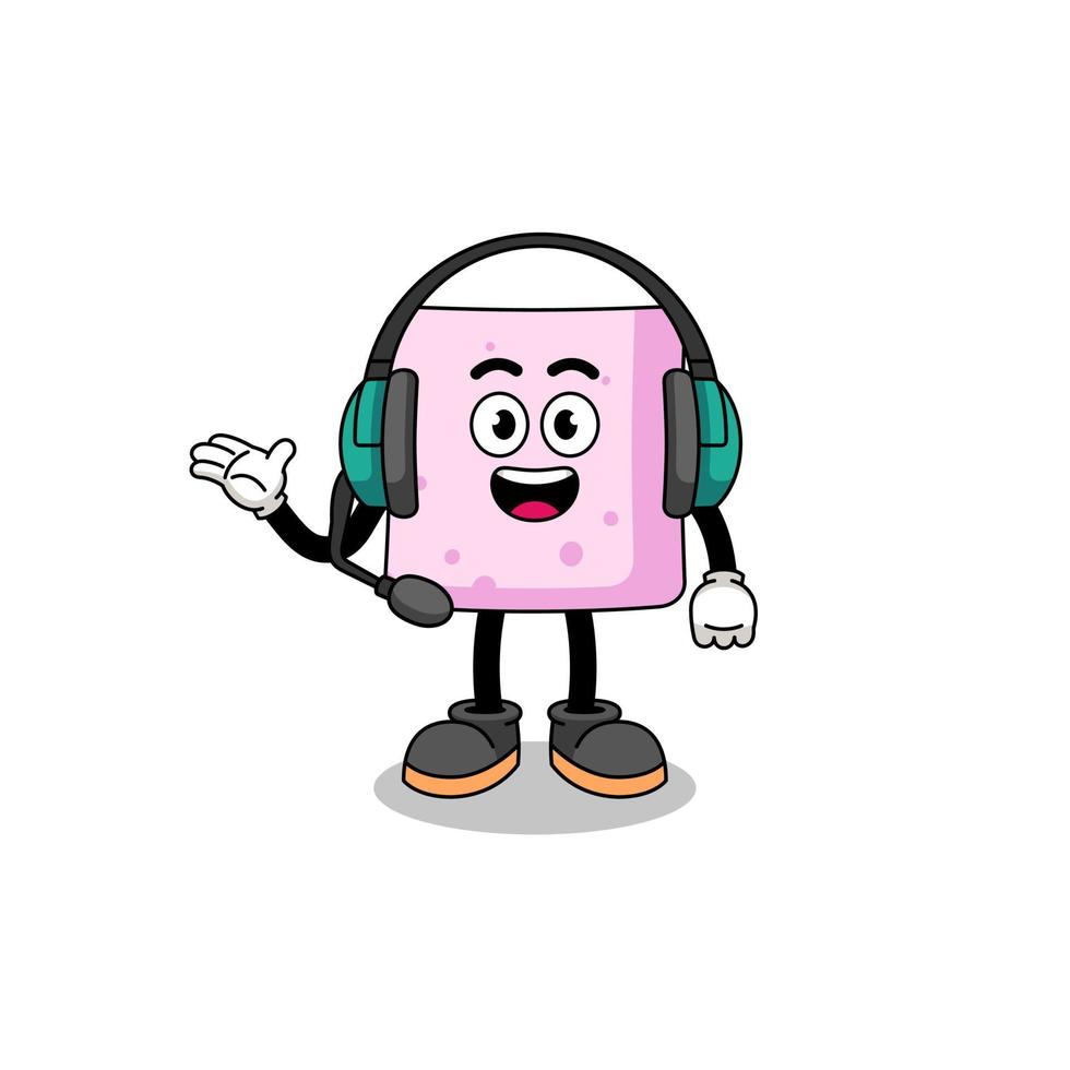 mascotteillustratie van marshmallow als klantenservice vector