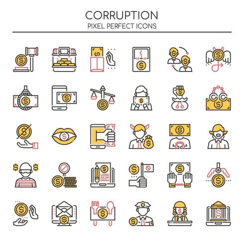 Set van duotoon corruptie iconen vector