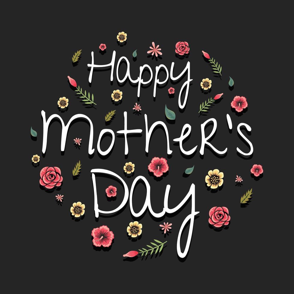 handgetekende gelukkige moederdag bloemenillustratie. geschikt voor social media, print, decoratie, uitnodigingskaarten en andere moederdag gerelateerde activiteiten. vectorillustratie. vector