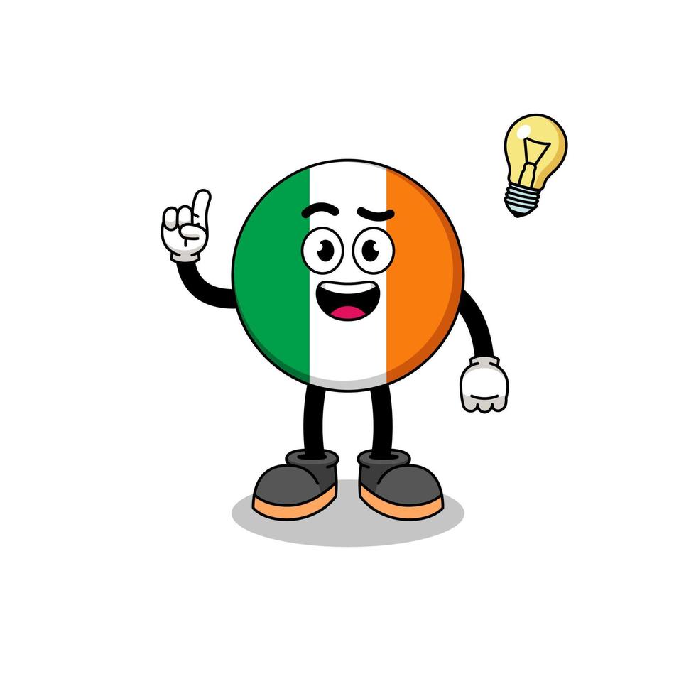Ierse vlag cartoon met een idee krijgen pose vector