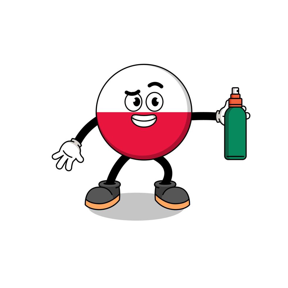 polen vlag illustratie cartoon met muggenspray vector