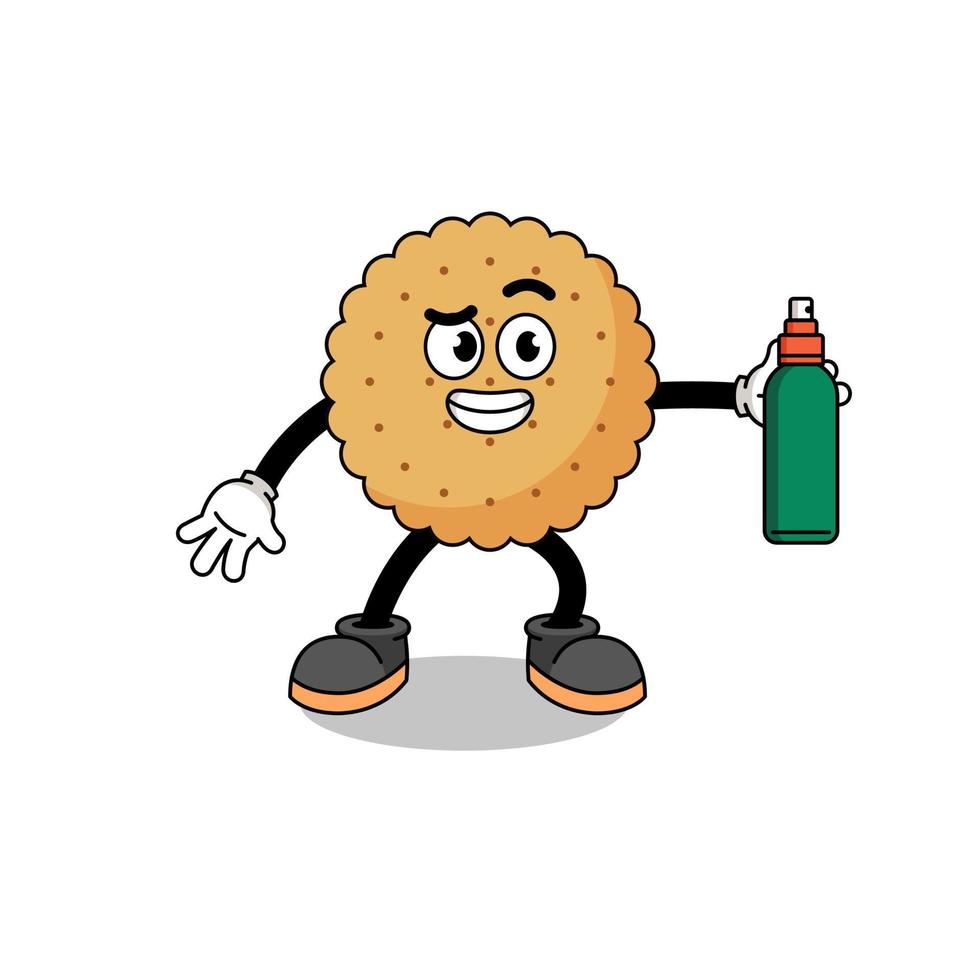 koekje ronde illustratie cartoon met muggenspray vector