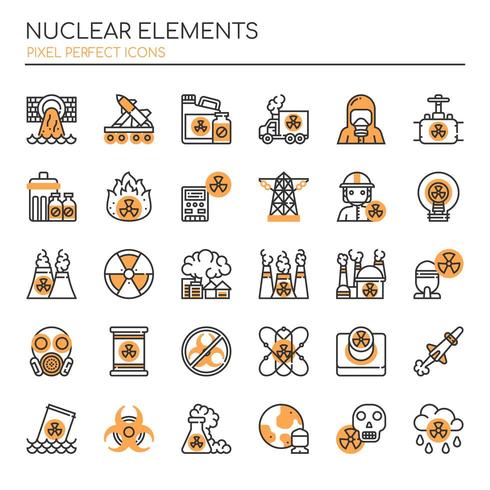 Set van Duotone dunne lijn nucleaire elementen vector