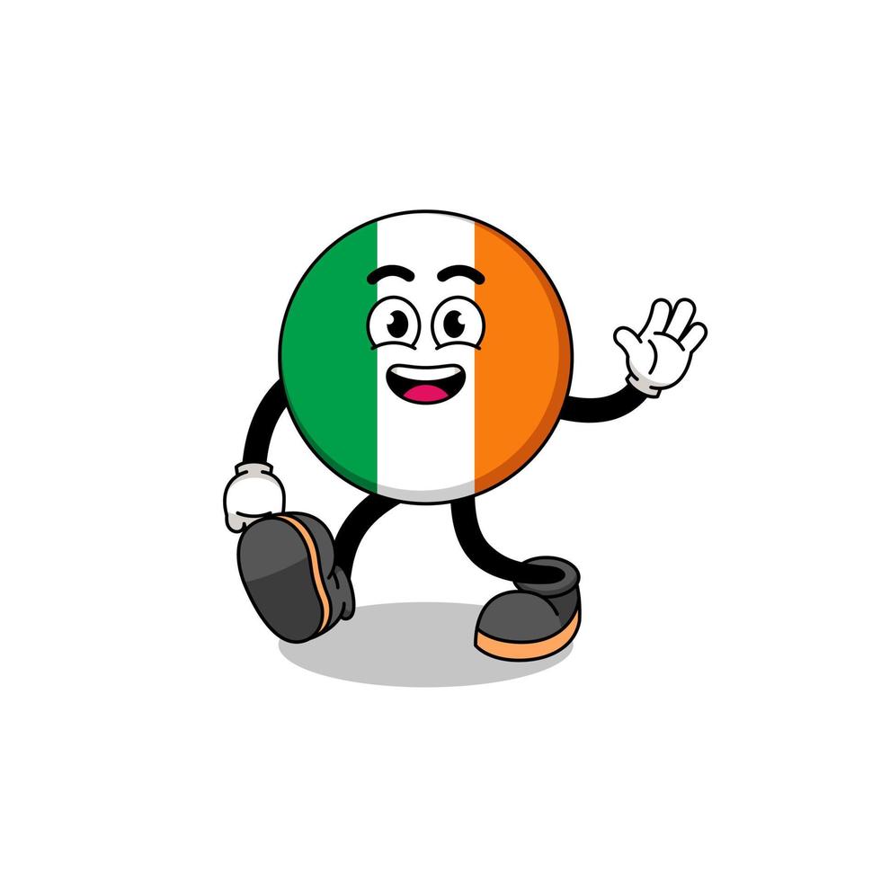 Ierse vlag cartoon wandelen vector