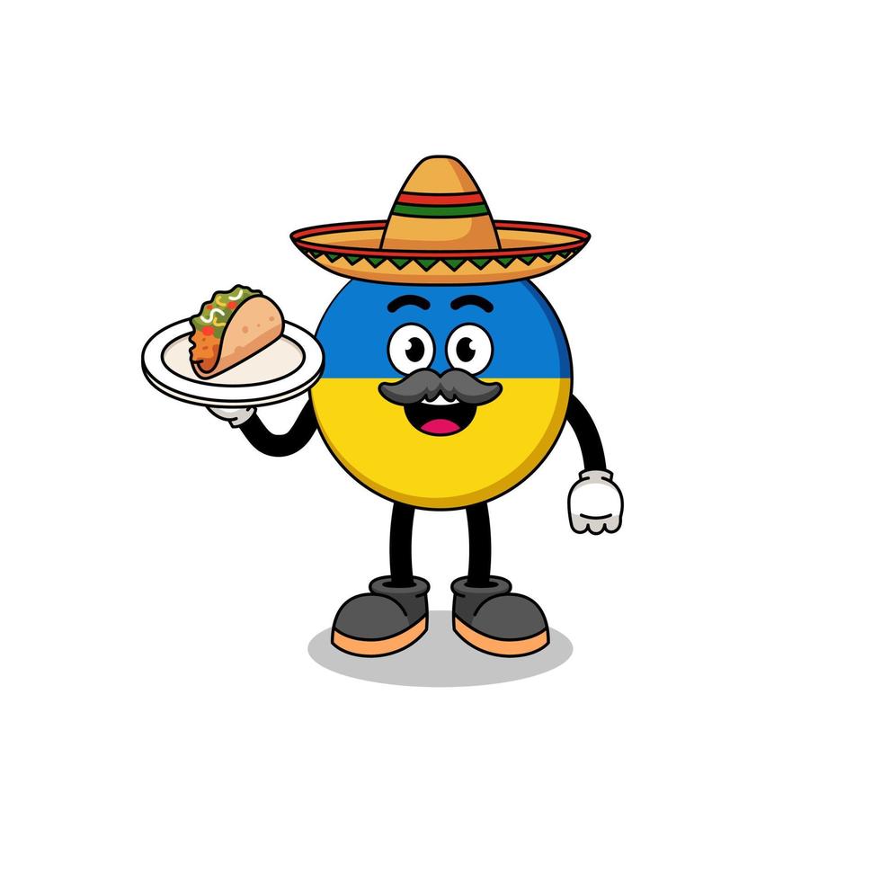 karakter cartoon van oekraïne vlag als een mexicaanse chef-kok vector