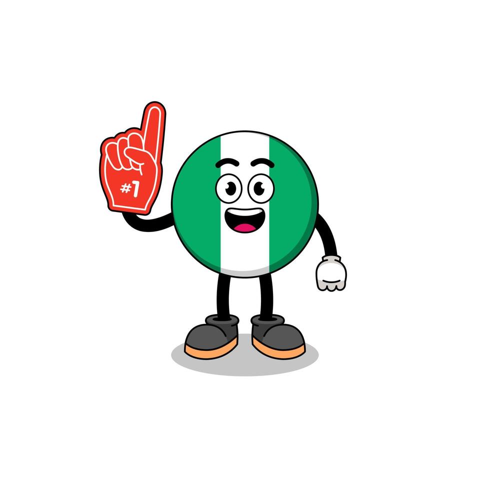 cartoon mascotte van nigeria vlag nummer 1 fans vector