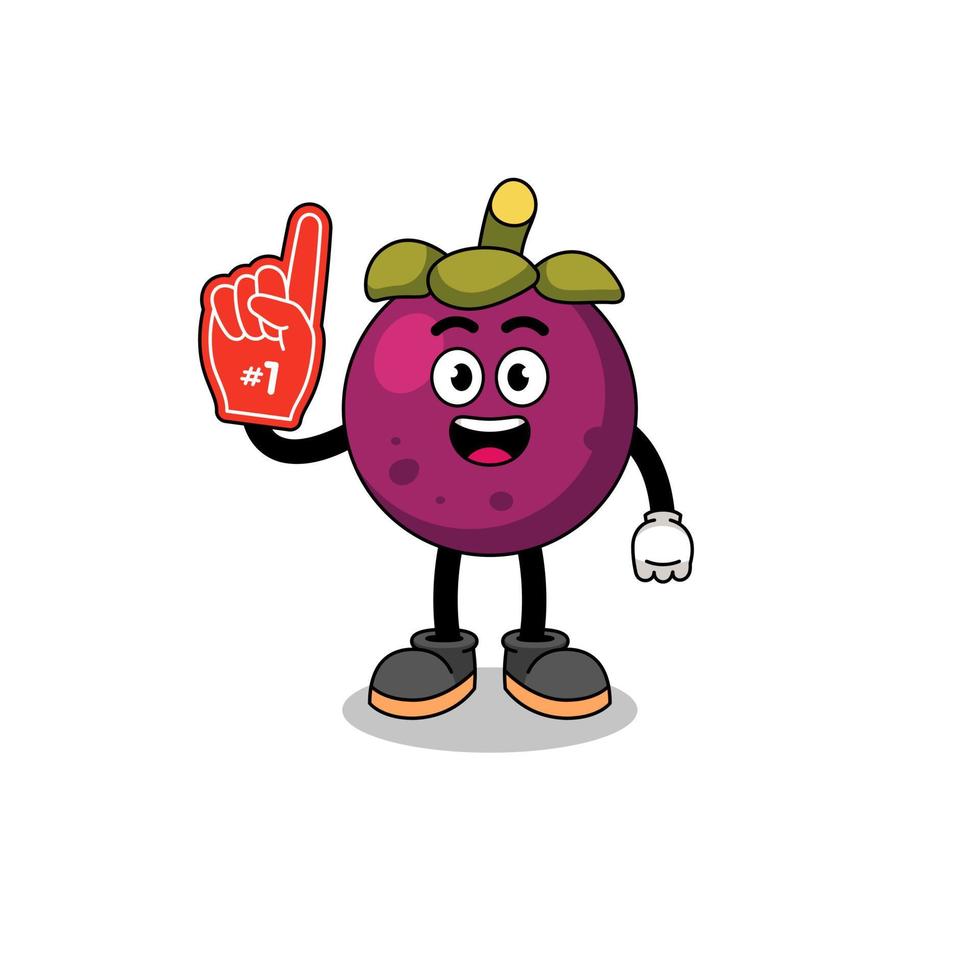 cartoon mascotte van mangosteen nummer 1 fans vector