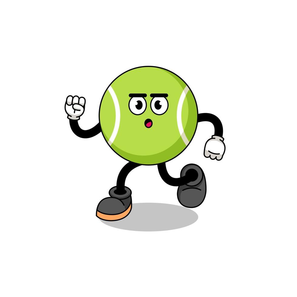 lopende tennisbal mascotte illustratie vector