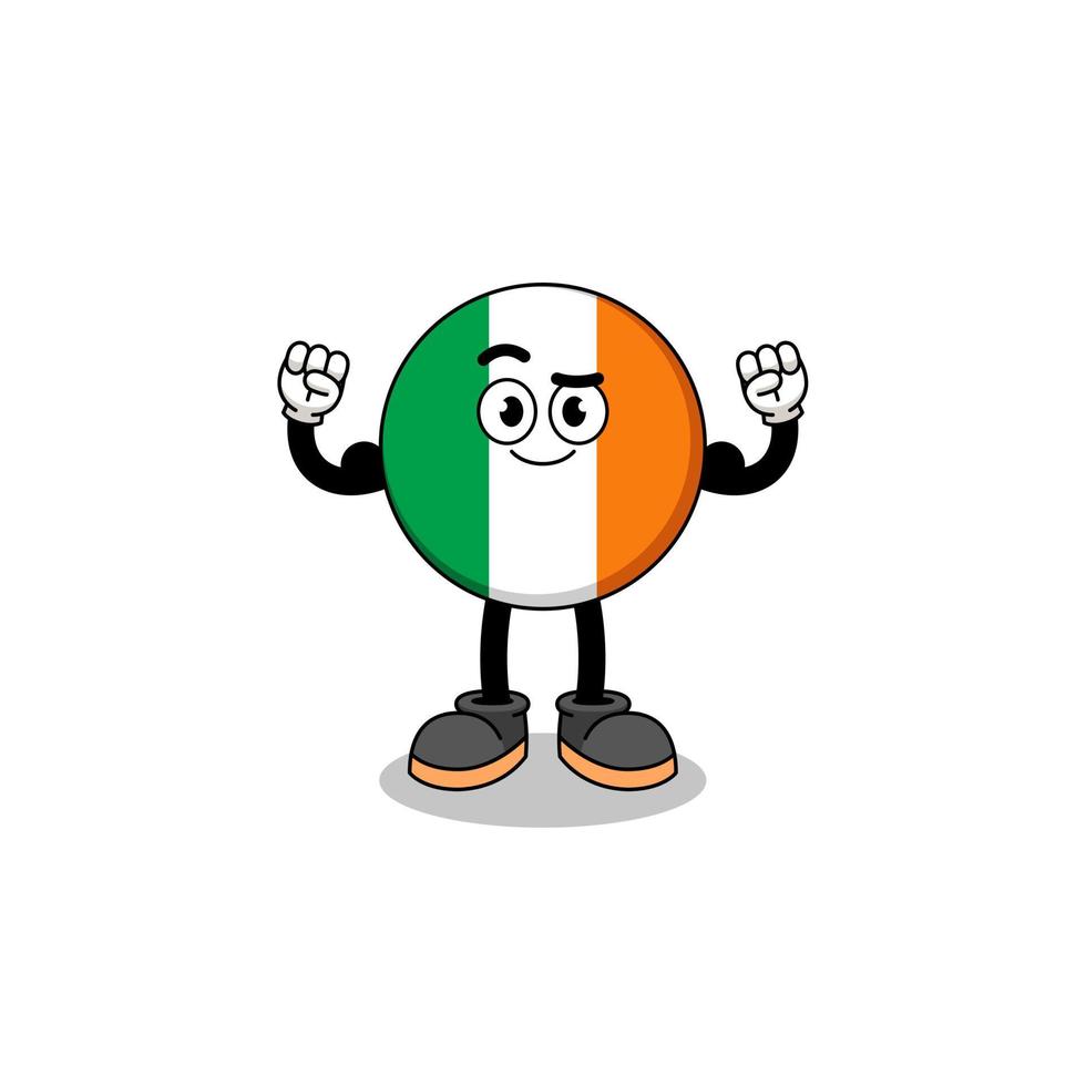 mascotte cartoon van ierland vlag poseren met spier vector