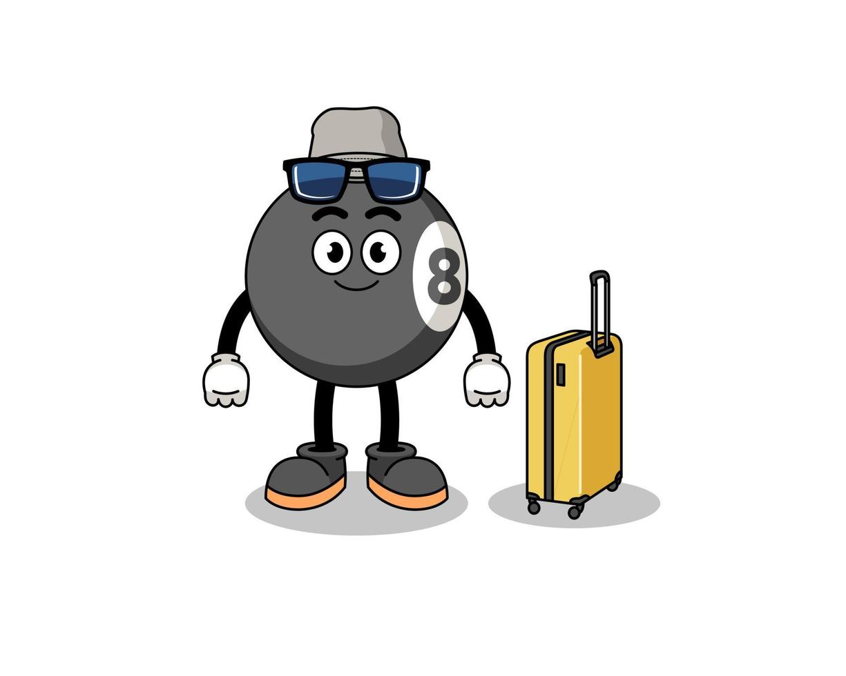 biljartbalmascotte die vakantie doet vector