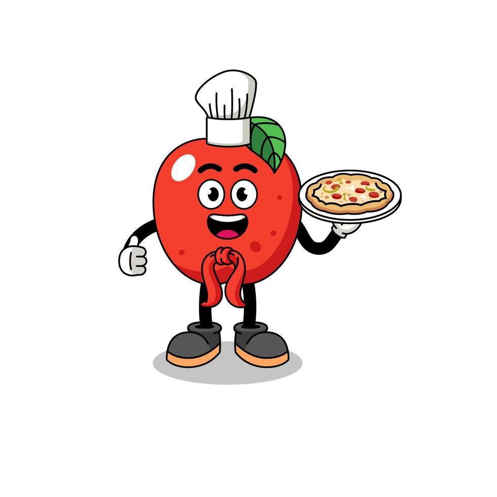 illustratie van appel als een Italiaanse chef-kok vector