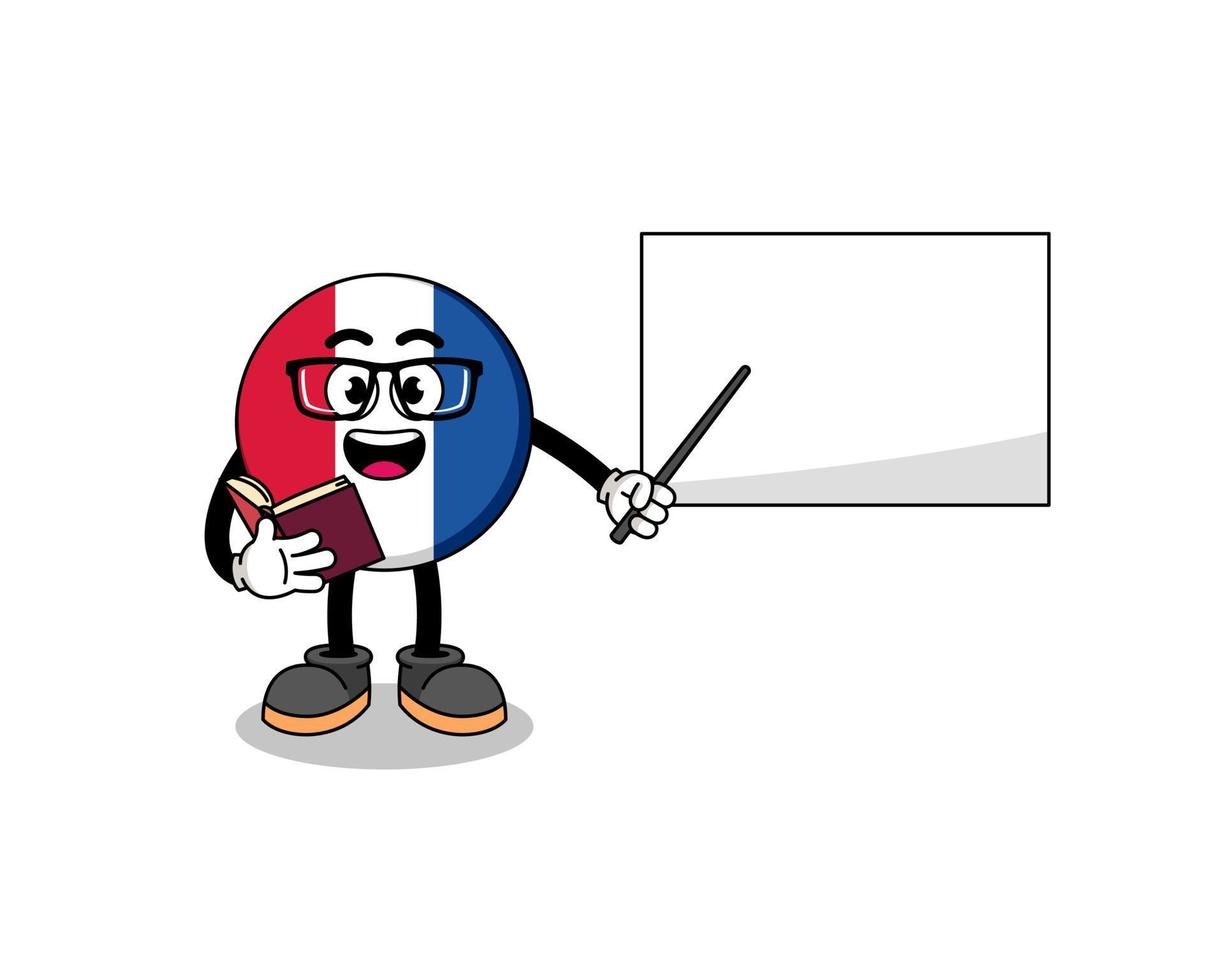 mascotte cartoon van frankrijk vlag leraar vector