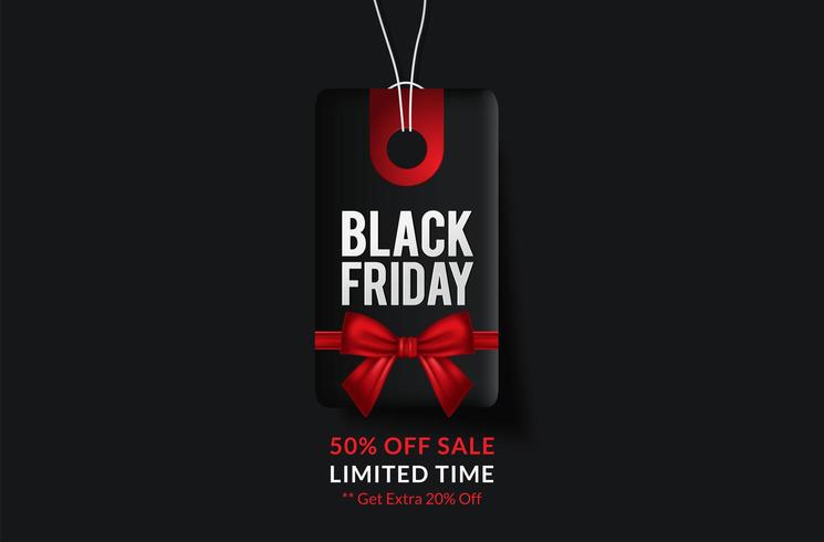 Black Friday-verkoop rode en zwarte tag vector