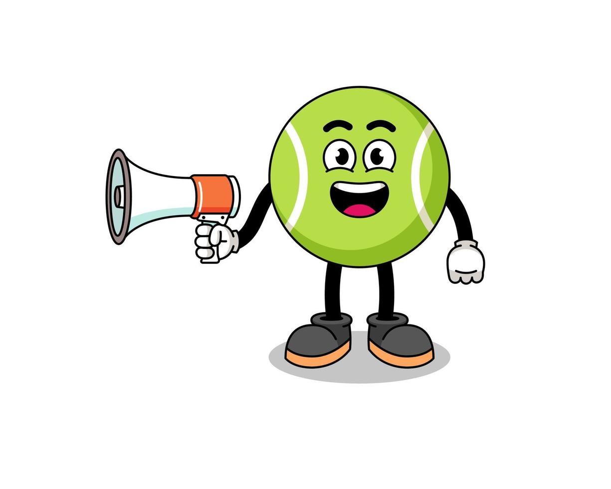 tennisbal cartoon afbeelding met megafoon vector