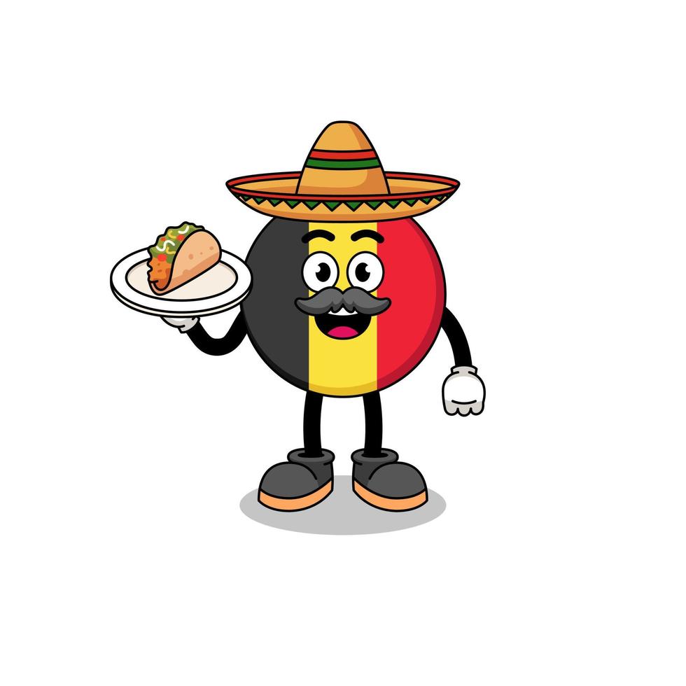 karakter cartoon van belgische vlag als een mexicaanse chef-kok vector