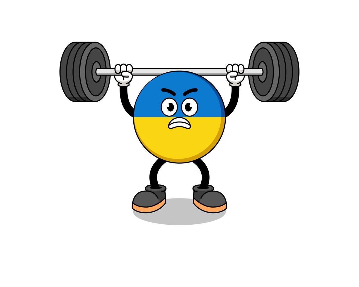 oekraïne vlag mascotte cartoon optillen van een barbell vector