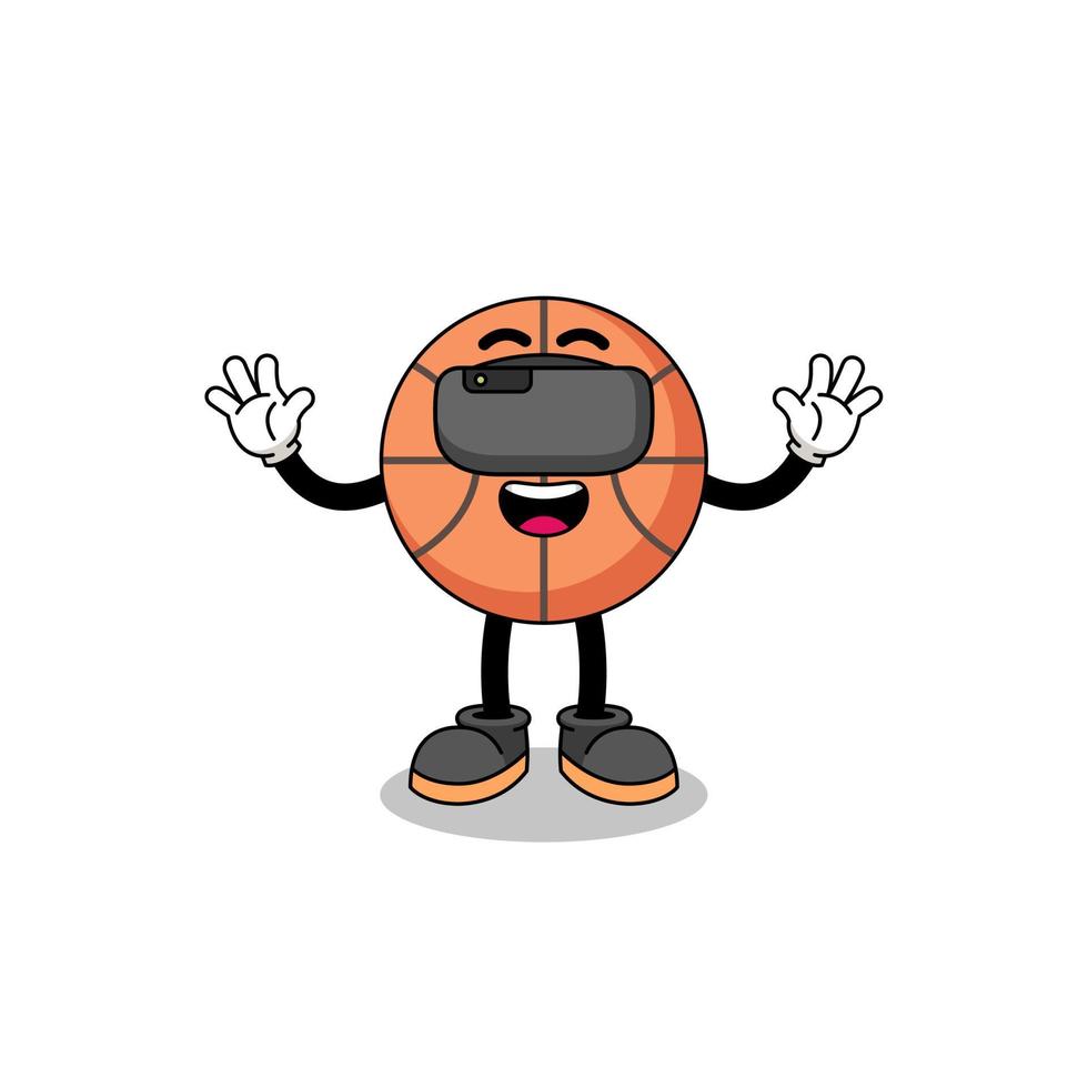 illustratie van basketbal met een vr-headset vector